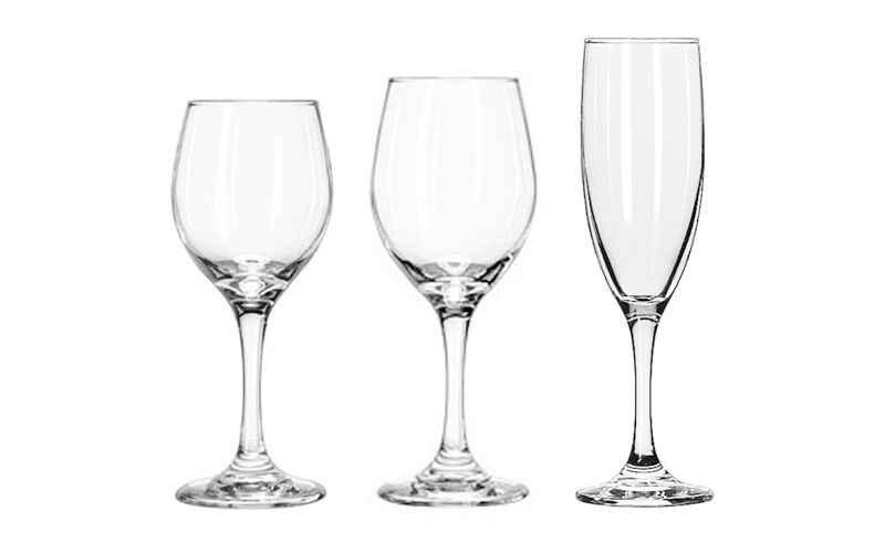 Libbey White Wine Glass, Libbey Red Wine Glass & Champagne Flutes
